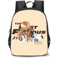 Fast and Furious Backpack StudentPack - Fast and Furious Vin Diesel Illustration Art On Beige