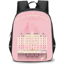The Grand Budapest Hotel Backpack StudentPack - The Grand Budapest Hotel Illustration Art On Pink Background