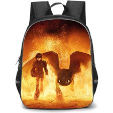 How To Train Your Dragon Backpack School Bag StudentPack - Hiccup and Toothless Walk Through Fire Together