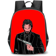 John Wick Backpack StudentPack - John Wick Holding Gun Illustration Red Background