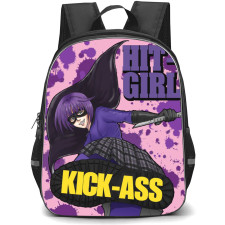 Kick-Ass Backpack StudentPack - Kick-Ass Hit Girl Purple Illustration Art On Pink Background