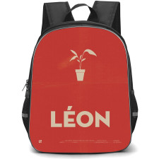 Leon Backpack StudentPack - Leon Movie Minimalist Red Poster
