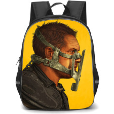 Mad Max Backpack StudentPack - Mad Max Rockatansky Side Portrait Art On Orange Background