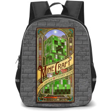 Minecraft Creeper Retro Backpack StudentPack - Minecraft Movie Llama and Sheep with Logo on Nature Background