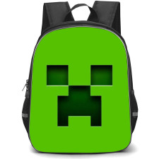 Minecraft Creeper Backpack StudentPack - Creeper Face on Green Background