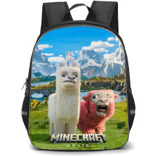 Minecraft The Movie Llama and Sheep Backpack StudentPack - Minecraft The Movie Llama and Sheep with Movie Logo on Nature Background