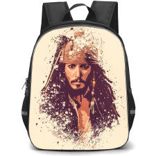 Pirate Of The Caribbean Backpack StudentPack - Pirate Of The Caribbean Jack Sparrow Splash Painting On Beige Background