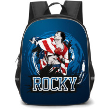 Rocky Backpack StudentPack - Rocky Balboa Illustration Art On Blue Background