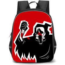 The Scream Backpack StudentPack - The Scream Movie Ghostface Cartoon Art On Red Background