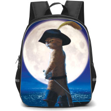 Shrek Puss In Boots Phone Case Backpack StudentPack - Puss In Boots With Sword Moon Background
