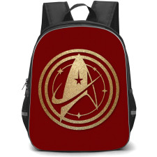 Startrek Backpack StudentPack - Startrek Golden Logo On Red Background