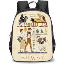 The Mummy 1999 Backpack School Bag StudentPack - The Mummy 1999 Egyptian Hieroglyph Vintage Illustration Art Poster