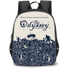 The Odyssey Backpack School Bag StudentPack - The Odyssey Blue Ocean Waves Mythology Silhouette Poster