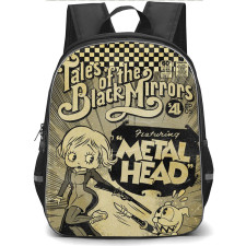 Black Mirror Backpack StudentPack - Black Mirror Metalhead Season 04 Episode 05 Black And White Poster