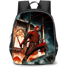 Daredevil Backpack StudentPack - Daredevil Comic Holding Weapon Standing on Church Top
