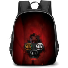 Daredevil Born Again Backpack StudentPack - Daredevil Born Again Four Daredevil Masks on Red Background