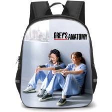 Greys Anatomy Backpack School Bag StudentPack - Greys Anatomy Cristina Yang And Meredith Grey Sitting On A Hospital Hallway Floor Poster