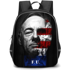 House of Cards Backpack StudentPack - Francis Underwood Grayscale Half Portrait And US Flag