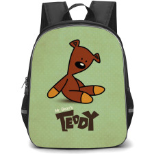 Mr. Bean Backpack StudentPack - Mr. Bean Teddy On Green Background