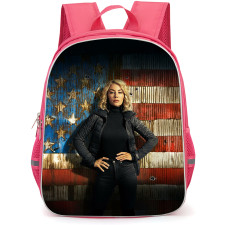 Peacemaker Backpack School Bag StudentPack - Peacemaker Poster Emilia Harcourt Standing with US Flag Background