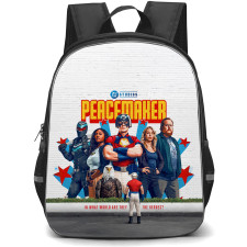 Peacemaker Backpack School Bag StudentPack - Peacemaker Stand In Front Characters Wall