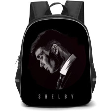 Peaky Blinders Backpack StudentPack - Tommy Shelby Side Portrait Grayscale Illustration On Black Background