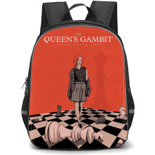 The Queens Gambit Backpack StudentPack - Beth Harmon Standing On Chess Board Cartoon Art Poster