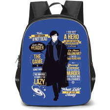 Sherlock Backpack StudentPack - Sherlock Homes Detective Quotes And Vector Art On Blue Background