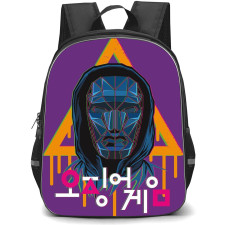 Squid Game Backpack StudentPack - Squid Game Black Mask On Purple Background