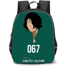 Squid Game Backpack StudentPack - Kang Sae-Byeok 067 Minimalist Avatar On Green Background