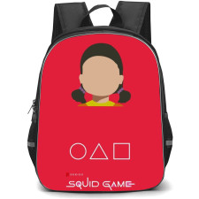 Squid Game Backpack StudentPack - Young-Hee Doll Minimalist Avatar On Red Background