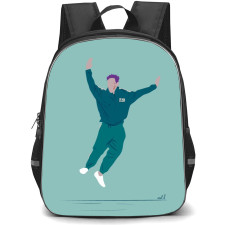 Squid Game 2 Thanos Backpack StudentPack - Thanos Faceless Minimalist Art Jumping On Cyan Background