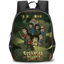Stranger Things Backpack School Bag StudentPack - Stranger Characters Find Steve with Torch and Night Background