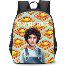 Stranger Things Eleven Backpack School Bag StudentPack - Eleven Blood in Nose and Pancakes Waffles Background