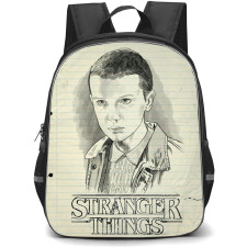 Stranger Things Eleven Backpack School Bag StudentPack - Eleven Boy Pencil Sketch on Paper
