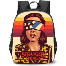 Stranger Things Eleven Backpack School Bag StudentPack - Eleven Cover Eyes with Band with Multi Background