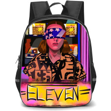 Stranger Things Eleven Backpack School Bag StudentPack - Eleven Look Blind with Strap and Sit in Shop Background