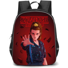 Stranger Things Eleven Backpack School Bag StudentPack - Eleven Showing Power with Hands with Red Background
