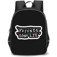 Stranger Things Backpack School Bag StudentPack - Stranger Things Friends Don't Lie Text on Multi Lights Background Icon