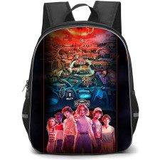 Stranger Things Backpack School Bag StudentPack - Stranger Things Hawkins Map with Characters Art