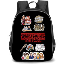 Stranger Things Backpack School Bag StudentPack - Stranger Things Movie Scene Wpap Art with Black Background