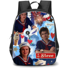 Stranger Things Steve Backpack School Bag StudentPack - Steve Cute Ahoy White Cap with Icecream Background