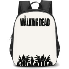 The Walking Dead Backpack StudentPack - The Walking Dead Black Retro Logo And Zombi Hands On Beige Background