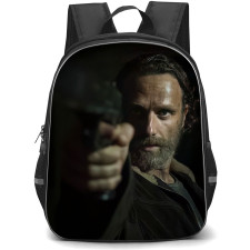 The Walking Dead Backpack StudentPack - Rick Grimes Pointing Gun On Dark Background
