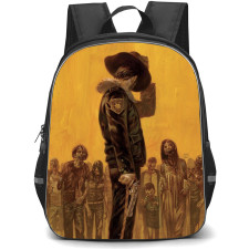 The Walking Dead Backpack StudentPack - Rick Grimes Wearing Hat And Holding Gun Infron of Zombi Painting Art