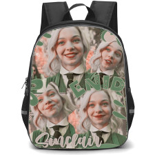 Wednesday Backpack StudentPack - Enid Sinclair Smiling Portraits ON Green Floral Art