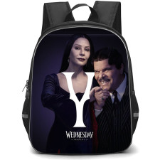 Wednesday Season 2 Backpack StudentPack - Wednesday Season 2 Morticia Addams And Gomez Addams With Letter Y Poster