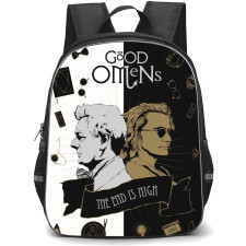 Good Omens Backpack StudentPack - Crowley Aziraphale Black and White