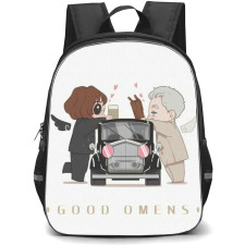 Good Omens Backpack StudentPack - Crowley Aziraphale Chibi Art
