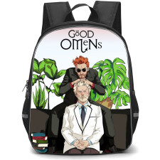Good Omens Backpack StudentPack - Crowley Aziraphale Sitting Illustration